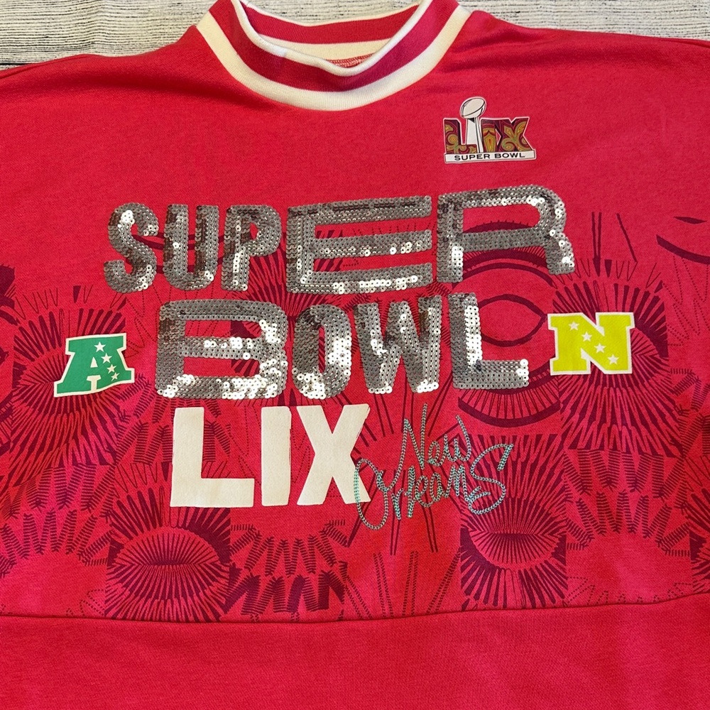 STARTER x NFL Sz Small 2025 Super Bowl LIX New Orleans Oversized Sweatshirt NWT!